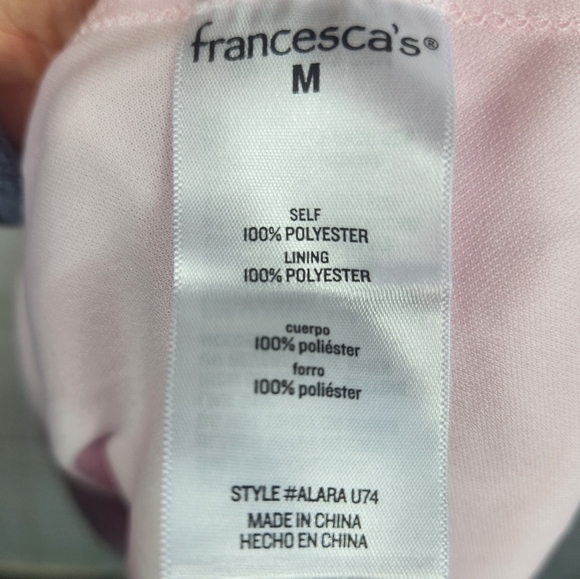 Francesca's Preppy Ellena Tie Strap Ruffle Tiered Midi Milkmaid Dress in Pink M - Picture 16 of 16